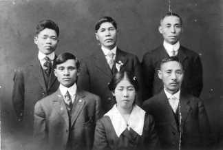 George, Hisae, and Keijiro Takagi in front row, 1918